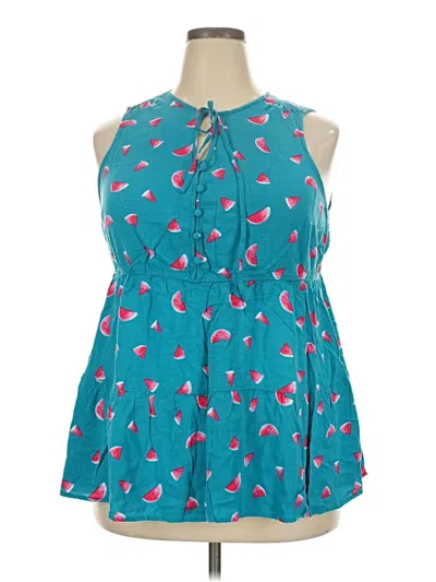 Pre-owned Torrid Sleeveless Blouse In Teal