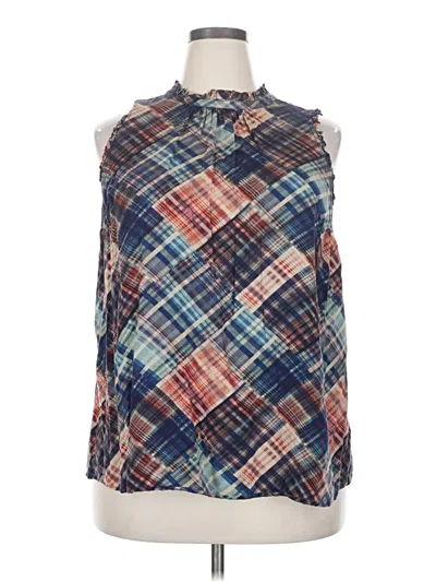 Pre-owned Torrid Sleeveless Button Down Shirt In Blue