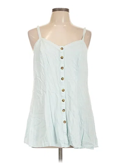 Pre-owned Torrid Sleeveless Button Down Shirt In Blue