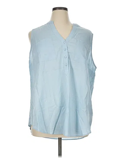 Pre-owned Torrid Sleeveless Button Down Shirt In Blue
