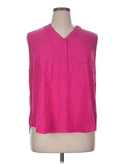 Pre-owned Torrid Sleeveless Button Down Shirt In Pink