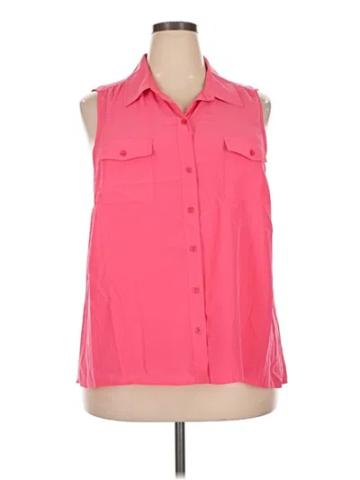 Pre-owned Torrid Sleeveless Button Down Shirt In Pink