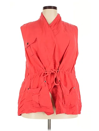 Pre-owned Torrid Sleeveless Button Down Shirt In Red
