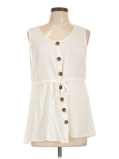 Pre-owned Torrid Sleeveless Button Down Shirt In White