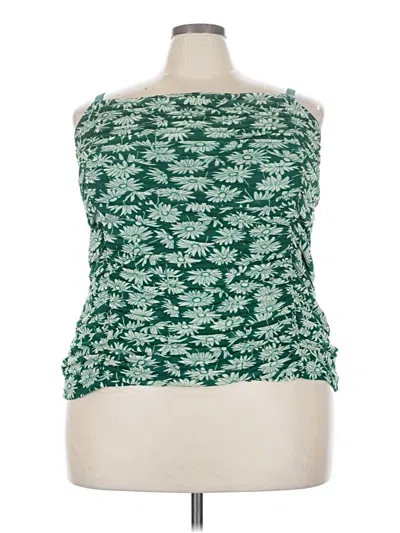 Pre-owned Torrid Sleeveless Top Green Floral Pattern Square Neckline Tops