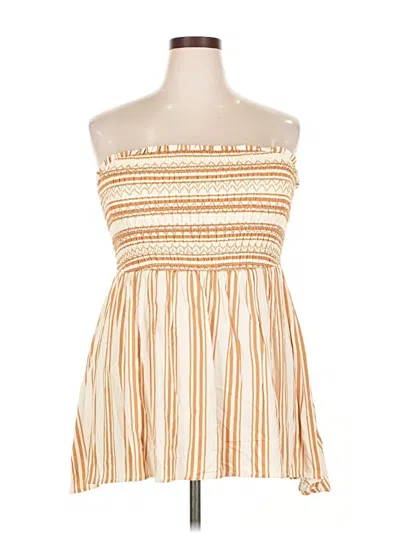 Torrid Sleeveless Top Orange Strapless Neckline Tops In Animal Print