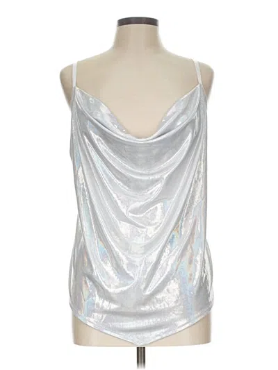 Pre-owned Torrid Sleeveless Top Silver Metallic Pattern Cowl Neck Tops