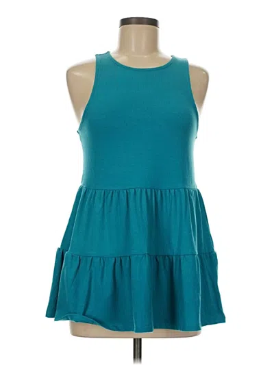 Pre-owned Torrid Sleeveless Top Teal Halter Neckline Tops In Blue