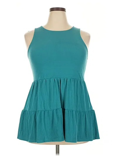 Pre-owned Torrid Sleeveless Top Teal Halter Neckline Tops In Blue