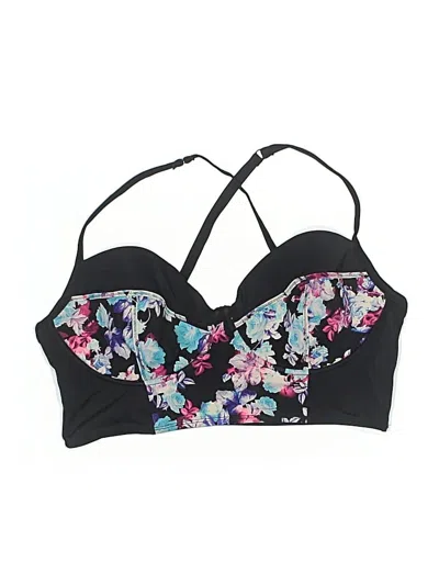 Pre-owned Torrid Swimsuit Top Black Floral Pattern Swimwear