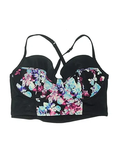 Pre-owned Torrid Swimsuit Top Black Floral Pattern Swimwear