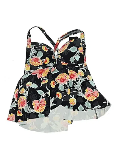 Pre-owned Torrid Swimsuit Top Black Floral Pattern Swimwear