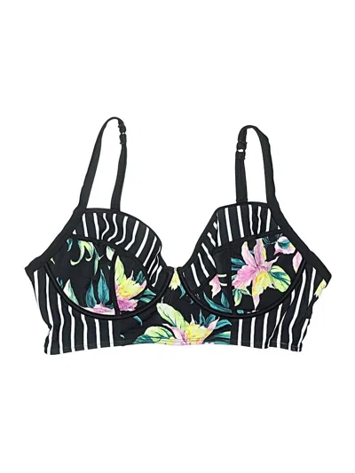 Pre-owned Torrid Swimsuit Top Black Print Pattern Swimwear