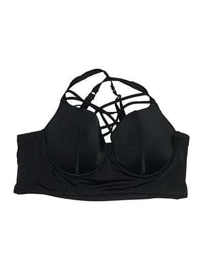 Pre-owned Torrid Swimsuit Top Black Solid Pattern Halter Neckline Swimwear