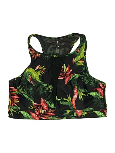 Pre-owned Torrid Swimsuit Top Black Tropical Pattern Swimwear