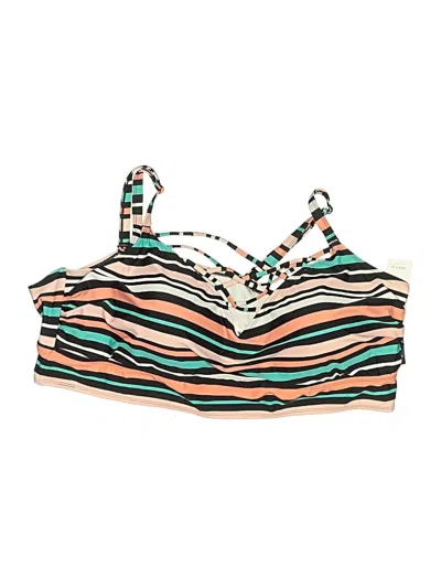 Pre-owned Torrid Swimsuit Top Green Stripes Pattern Swimwear