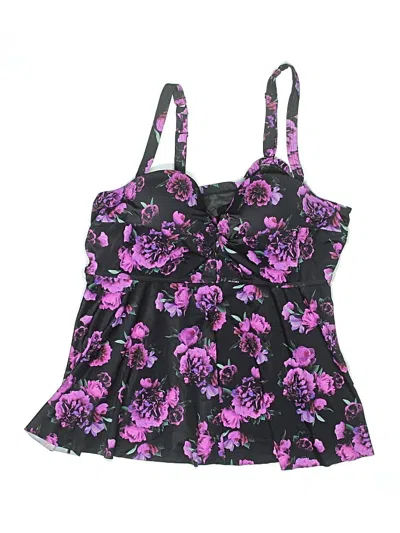 Pre-owned Torrid Swimsuit Top Purple Floral Pattern Swimwear