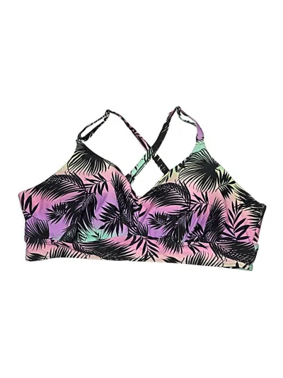 Pre-owned Torrid Swimsuit Top Purple Tropical Pattern Swimwear