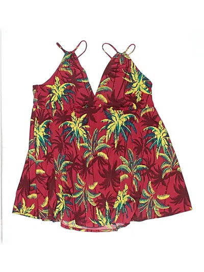 Pre-owned Torrid Swimsuit Top Red Tropical Pattern Swimwear