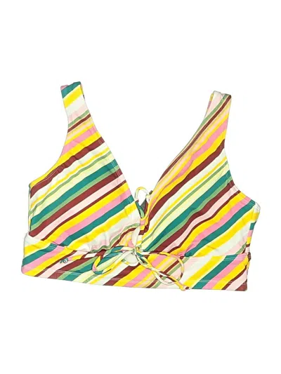 Pre-owned Torrid Swimsuit Top Yellow Stripes Pattern Swimwear