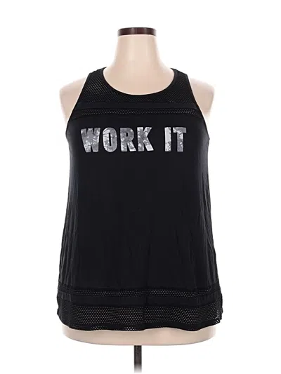 Pre-owned Torrid Tank Top Black Graphic Pattern Crew Neck Tops