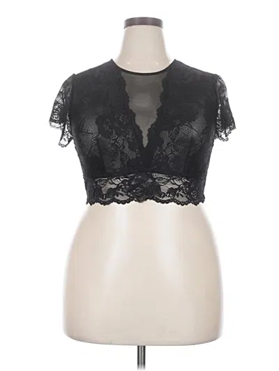 Torrid Tank Top Black Plunge Neckline Tops