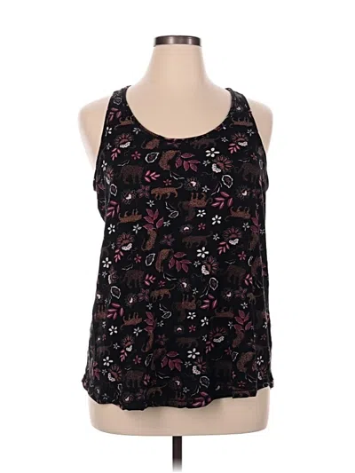 Pre-owned Torrid Tank Top Black Print Pattern Halter Neckline Tops