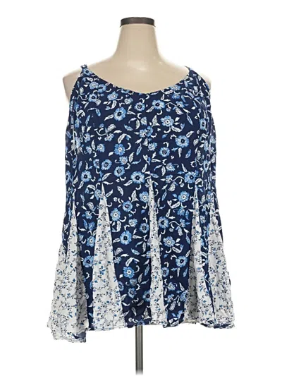 Pre-owned Torrid Tank Top Blue Cold Shoulder Neckline Tops