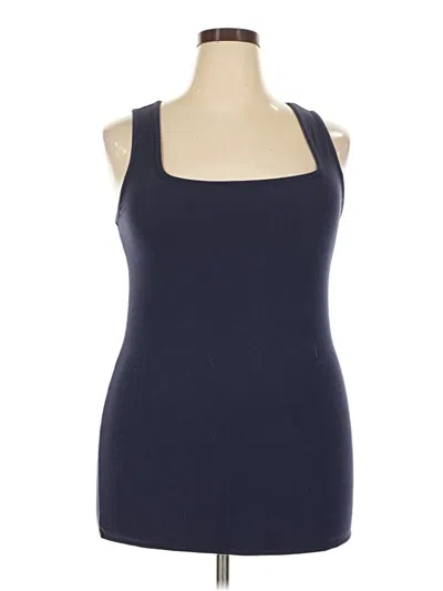 Pre-owned Torrid Tank Top Blue Solid Pattern Square Neckline Tops