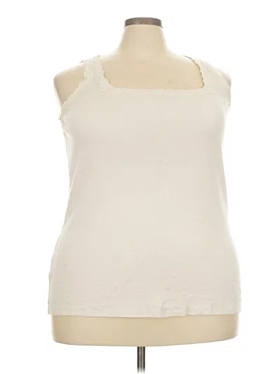 Pre-owned Torrid Tank Top Ivory Square Neckline Tops In White