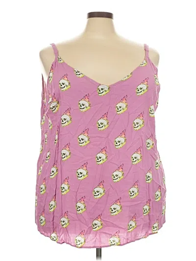 Pre-owned Torrid Tank Top Pink Graphic Pattern V-neck Tops