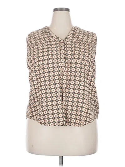 Pre-owned Torrid Tank Top Tan Collared Neckline Tops In Brown