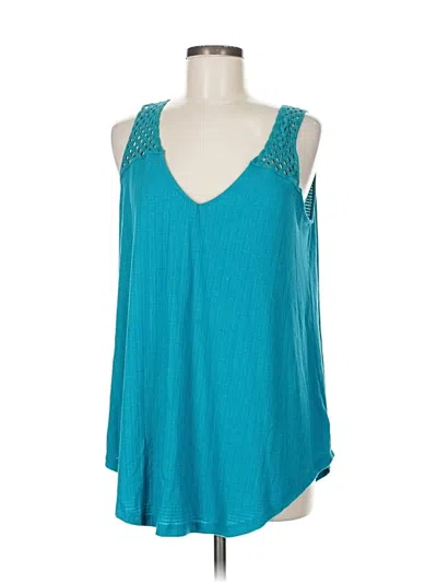 Pre-owned Torrid Tank Top Teal Cold Shoulder Neckline Tops In Blue