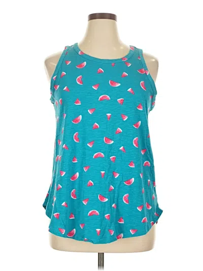 Pre-owned Torrid Tank Top Teal Halter Neckline Tops In Blue