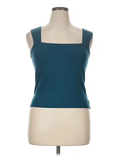 Pre-owned Torrid Tank Top Teal Square Neckline Tops In Blue
