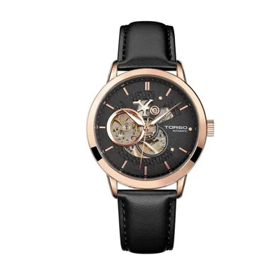Pre-owned Torso Men's Leather Automatic Analog Watch T53 Rgbk