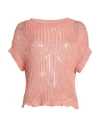 Tortona 21 Woman Sweater Salmon Pink Size S Linen, Cotton, Polyester In Pink