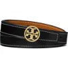 Tory Burch 1-inch Miller Reversible Leather Belt In Black