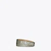 Tory Burch Miller Floral Embossed Metallic Leather Belt In Pewter