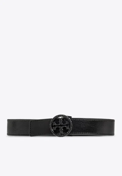 Tory Burch 1" Miller Leather Belt In Black