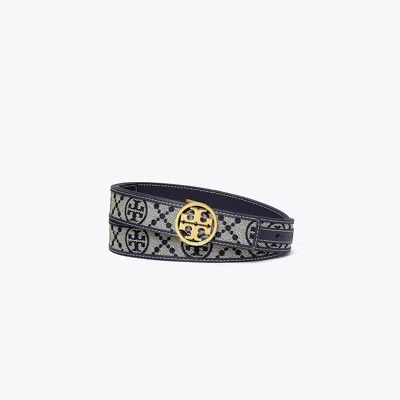 Tory Burch 1" Miller Monogram Belt In Tory Navy