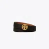 Tory Burch 1" Miller Reversible Belt In Black/classic Cuoio/gold