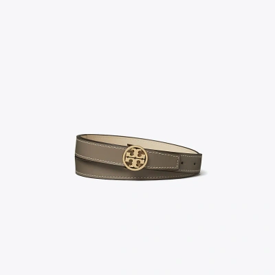 Tory Burch 1" Miller Smooth Reversible Belt In Grey