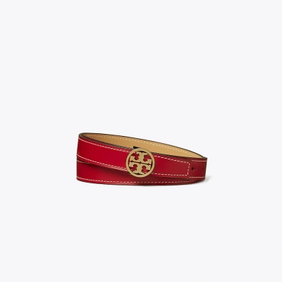 Tory Burch Miller Reversible Smooth Leather Belt In Tory Red Ginger Shortbread