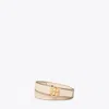 Tory Burch 1" Miller T Monogram Leather Belt In Pink Sea/gold