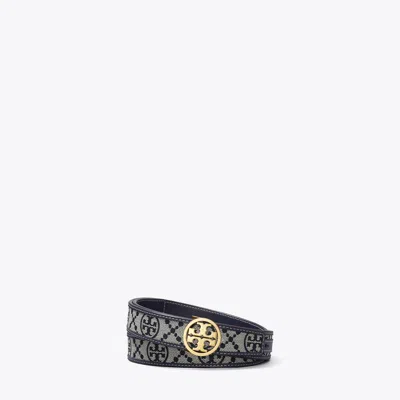Tory Burch 1" T Monogram Miller Belt In Gray
