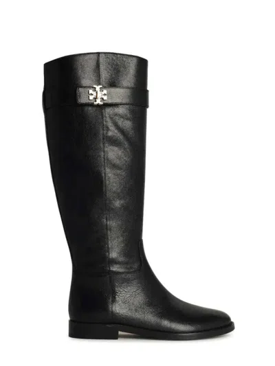 Tory Burch Fellini Leather Knee Boots In Black