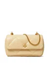 Tory Burch Mini Leather Shoulder Bag With Diamond Quilting In Yellow