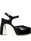Tory Burch Ankle Strap Peep Toe Platform Pump In Black