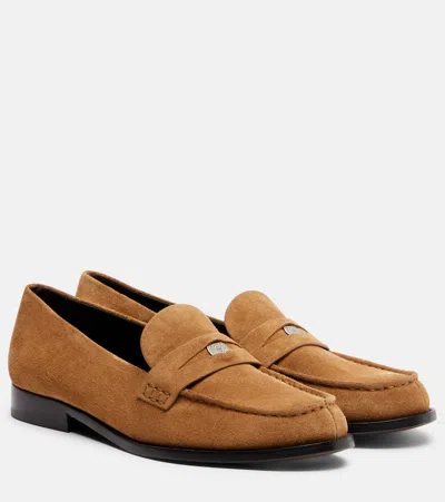 Tory Burch Beige Calf Leather Bos Taurus Slip-on Loafers In Brown